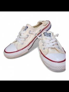 Converse All Star Shoreline Cream Low-Top Sneakers with Red & Blue Trim